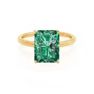 LULU - Radiant Emerald 18k Yellow Gold Petite Solitaire