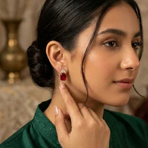 Scarlet Spark | Red Stud Earrings