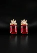 Scarlet Spark | Red Stud Earrings