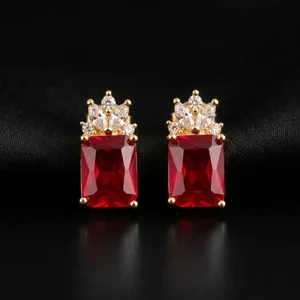 Scarlet Spark | Red Stud Earrings