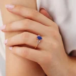 Blue Sapphire Set Engagement Ring 18k Rose Gold