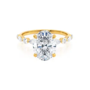 LOUELLA Oval Lab Diamond 18k Yellow Gold Trilogy Ring