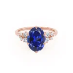 Blue Sapphire Set Engagement Ring 18k Rose Gold