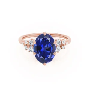 Blue Sapphire Set Engagement Ring 18k Rose Gold