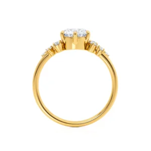 ALYA Oval Lab Diamond Starburst Cluster Shoulder Set Engagement Ring 18k Yellow Gold