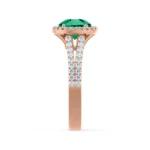 AMELIA - Emerald & Diamond 18k Rose Gold Halo Ring