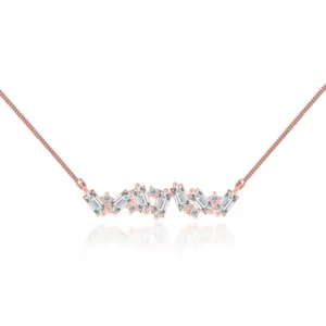 Lab Diamond Emerald & Round Mix Cluster Statement Necklace