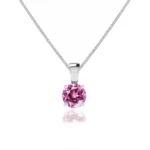 AURORA - Round Pink Sapphire 18k White Gold Pendant