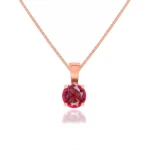 AURORA - Round Ruby 18k Rose Gold Solitaire Pendant