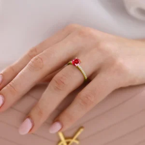 Ruby Engagement Ring 18k Yellow Gold | Lily Rings