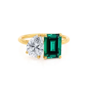Lab Diamond Pear Cut Ring 18k Yellow Gold