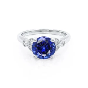 DELILAH - Blue Sapphire 950 Platinum Shoulder Set Ring