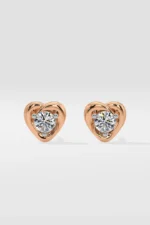 Lab Diamond Earrings Mini Heart Solitaire Earrings