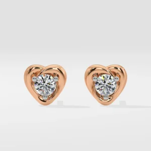 Lab Diamond Earrings Mini Heart Solitaire Earrings