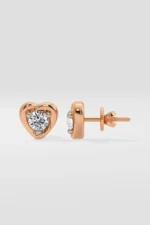 Lab Diamond Earrings Mini Heart Solitaire Earrings