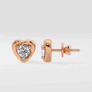 Lab Diamond Earrings Mini Heart Solitaire Earrings
