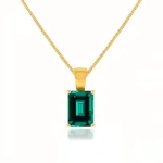 ELIZA - Emerald Cut Emerald 4 Claw Pendant 18k Yellow Gold