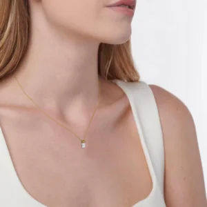 ELIZA - Lab Diamond 4 Claw Drop Pendant 18k Yellow Gold