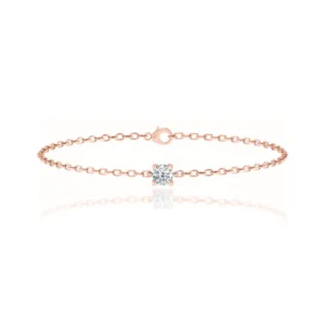 Round Lab Diamond Solitaire Bracelet 18k Rose Gold
