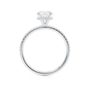 LIVELY Round Lab Diamond 950 Platinum Petite Hidden Halo Pavé Shoulder Set Ring