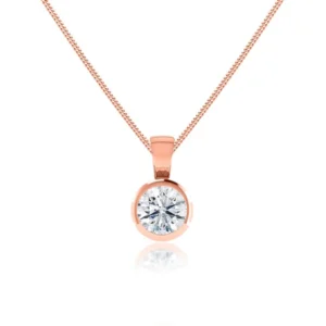 LARISA - Round Diamond Bezel Edge Pendant 18k Rose Gold