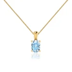 Oval Aqua Spinel 4 Claw Drop Pendant 18k Yellow Gold