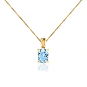 Oval Aqua Spinel 4 Claw Drop Pendant 18k Yellow Gold