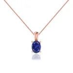 LILA - Oval Blue Sapphire Pendant 18k Rose Gold