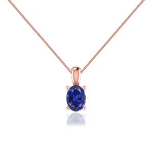 LILA - Oval Blue Sapphire Pendant 18k Rose Gold