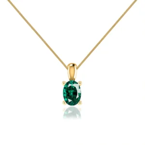 LILA - Emerald 4 Claw Drop Pendant 18k Yellow Gold