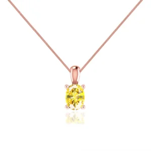 Oval Aqua Spinel 4 Claw Drop Pendant 18k Yellow Gold