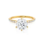 LILLIE LUXE Round Lab Diamond & Diamond 18k Yellow Gold Shoulder Set Ring