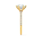 LILLIE LUXE Round Lab Diamond & Diamond 18k Yellow Gold Shoulder Set Ring