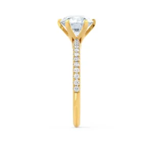 LILLIE LUXE Round Lab Diamond & Diamond 18k Yellow Gold Shoulder Set Ring