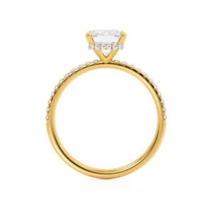 LIVELY Ready to Ship 2.01ct Emerald Lab Diamond & Diamond 18K Yellow Gold Hidden Halo Micro Pavé Shoulder Set