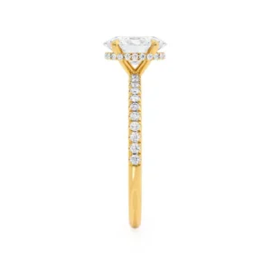 LIVELY Oval Lab Diamond 18k Yellow Gold Petite Hidden Halo Pavé Shoulder Set