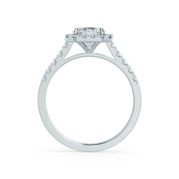ESME Emerald Lab Diamond & Diamond 18k White Gold Halo
