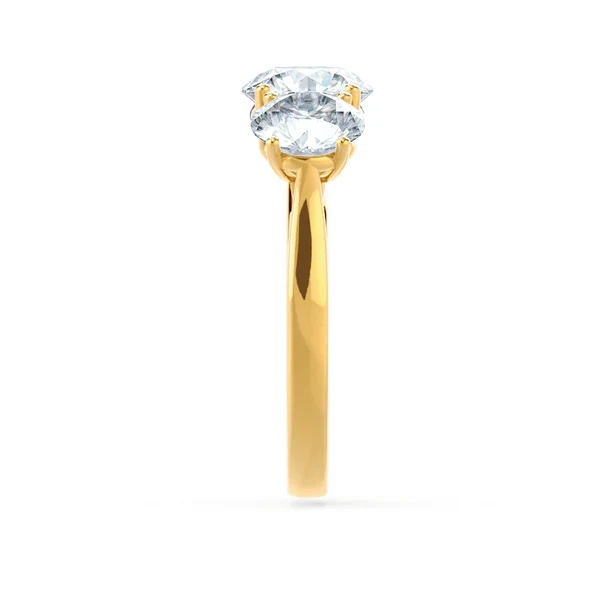 LEANORA Round Lab Diamond 18k Yellow Gold Trilogy Ring