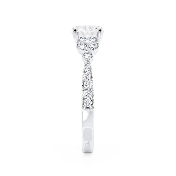LILIANA Round Lab Diamond 950 Platinum Shoulder Set Ring