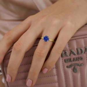 LOTTIE - Blue Sapphire Engagement Ring 18k Yellow Gold