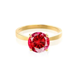 Round Ruby Solitaire Engagement Ring 18k Yellow Gold