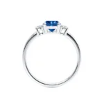 Blue Sapphire Oval Petite Trilogy Engagement Ring 950 Platinum