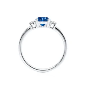 Blue Sapphire Oval Petite Trilogy Engagement Ring 950 Platinum