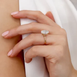 LULU Oval Lab Diamond 18k Yellow Gold Petite Solitaire
