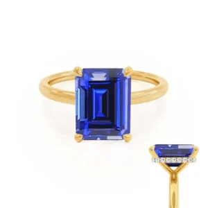 Blue Sapphire & Diamond 18k Yellow Gold Petite Hidden