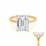 PARIS Emerald Lab Diamond & Diamond 18k Yellow Gold Hidden Halo Solitaire