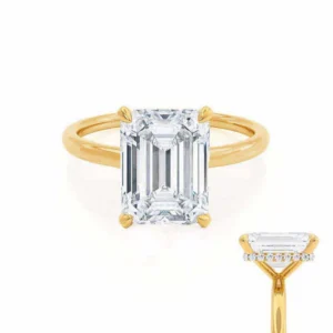 PARIS Emerald Lab Diamond & Diamond 18k Yellow Gold Hidden Halo Solitaire