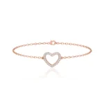 Lab Diamond Pave Heart Bracelet 18k Rose Gold