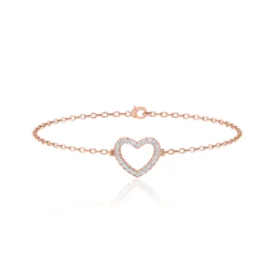 Lab Diamond Pave Heart Bracelet 18k Rose Gold