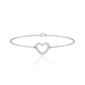 Lab Diamond Pave Heart Bracelet 18k White Gold